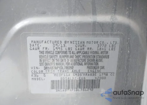 2013 Nissan Sentra Sv from USA, damaged, VIN 3N1AB7AP1DL786292